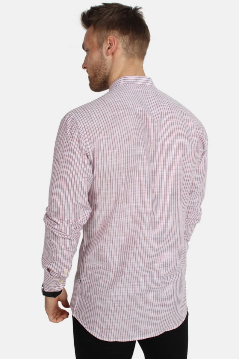 Kronstadt Dean Henley Stripe Shirt Red