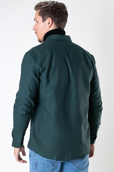 Kronstadt Johan Herringbone flannel shirt Bottle Green