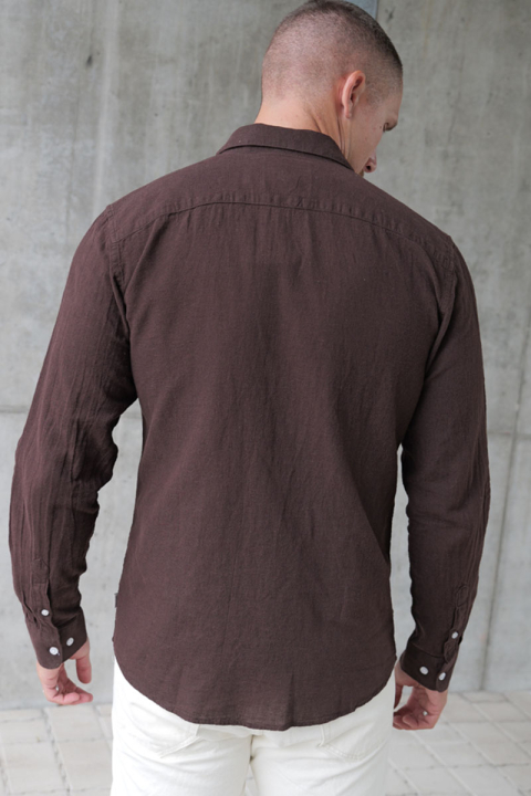 ONLY & SONS Caiden LS Linen Shirt Coffee Bean