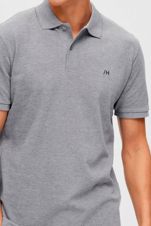 Selected DANTE SS POLO Medium Grey Melange