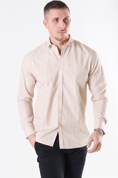 Les Deux Ramon Stripe Shirt Khaki/ White