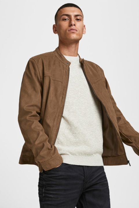 Jack & Jones JJEWARNER JACKET NOOS Cognac FAUX SUEDE