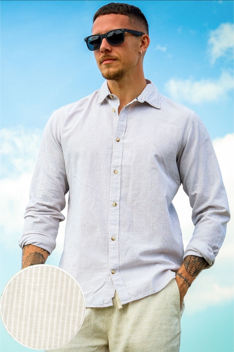 Jack & Jones Summer Linen Shirt LS Crockery Stripe