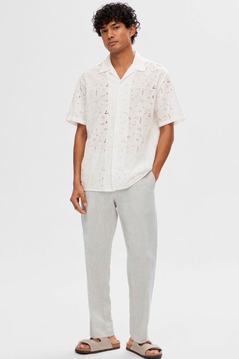 Selected Relax Jax Shirt SS Broderie Bright White