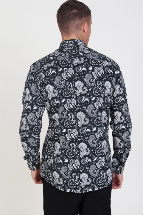 Only & Sons Frederik L/S Paisley Stretch Shirt Black