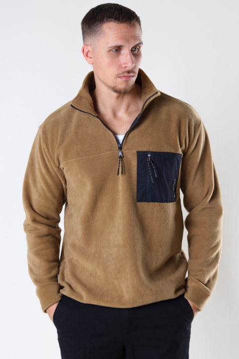 Woodbird Frinck Half-Zip Fleece Camel