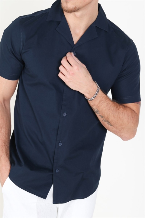 Solid Brando Poplin Shirt SS Insignia blue