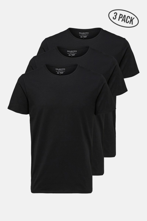 Selected New Pima T-shirt 3-Pack Black