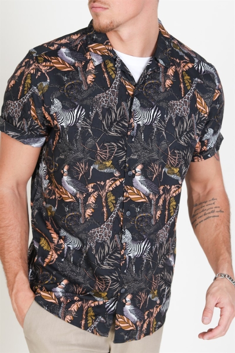 Only & Sons Gabrial S/S Animal Viscose Shirt Black/Zoo Print