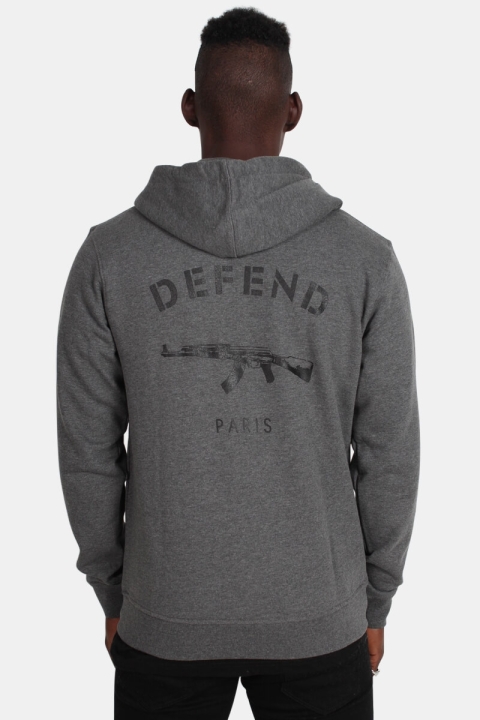 Defend Paris Hoodie Paris Zip Hood Grey