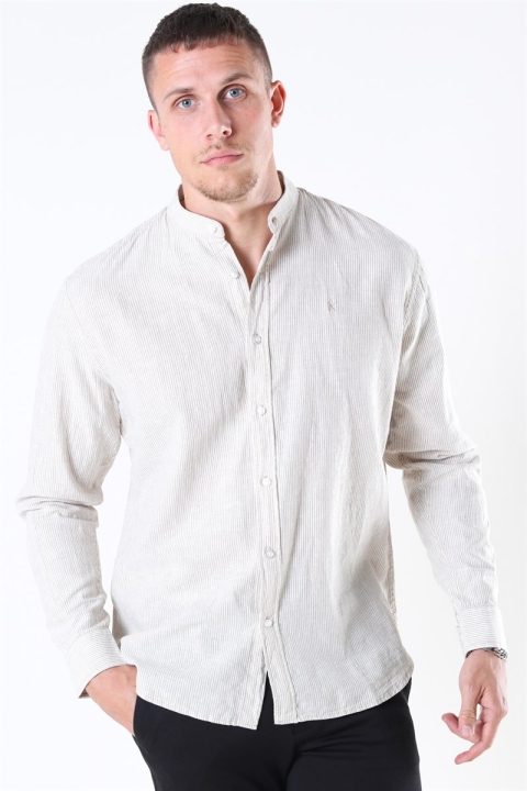 Clean Cut Mao Stripe LS Shirt Khaki