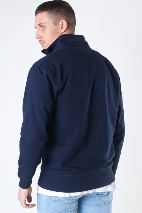 Basic Brand Quarter Zip Sweat Blue Navy