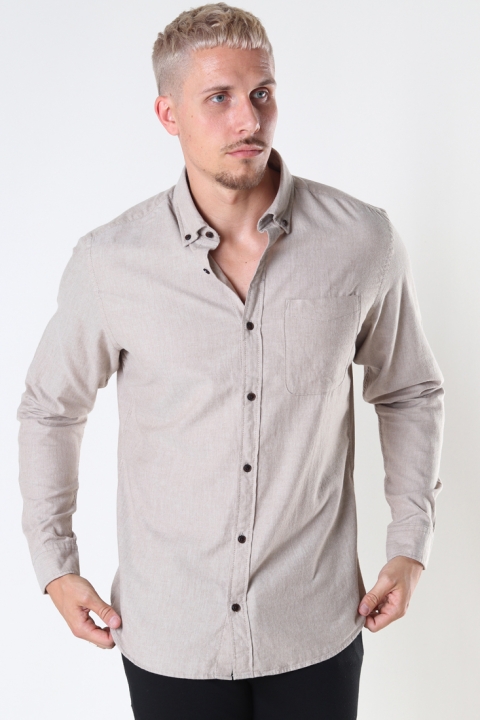 Jack & Jones JJECLASSIC HEATHER  SHIRT L/S STS Oatmeal SLIM FIT