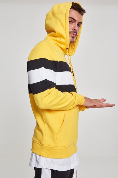 Urban Classics Chest Striped Hoodie Chromeyellow/ Black/ White