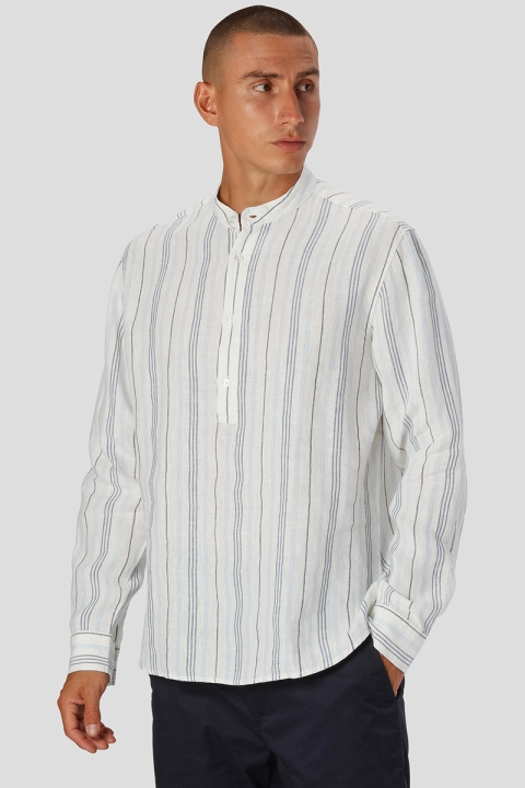 Clean Cut Copenhagen Bob Striped Mao Shirt L/S Ecru