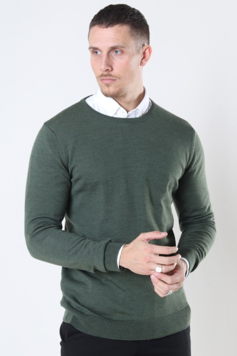 Clean Cut Copenhagen Merino Wool Crew Strik Army Melange