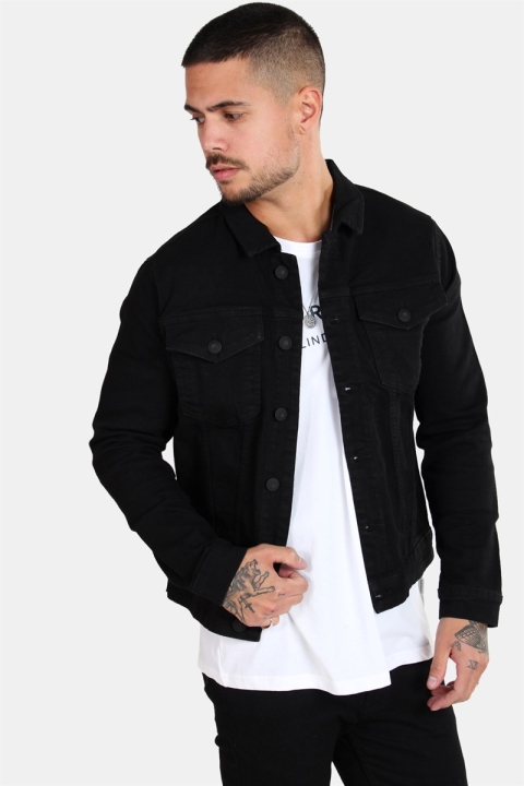 Only & Sons Chris Camp Slim Denim Jacket Black