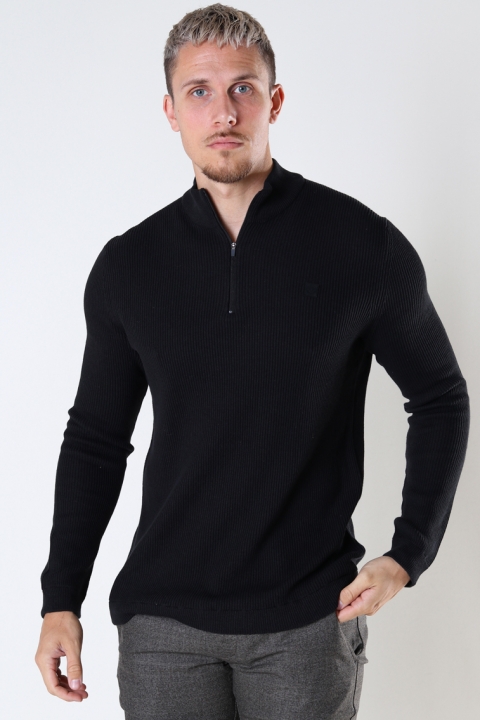 ONLY & SONS WEB LIFE STRUCTURE HALF ZIP KNIT Black