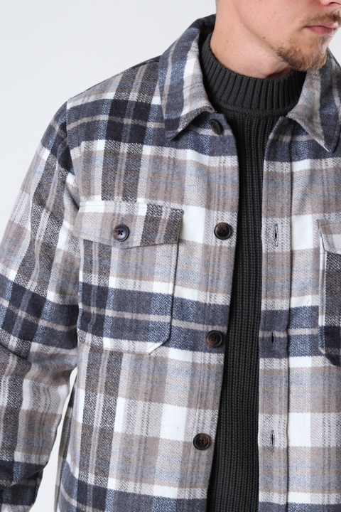 Jack & Jones JOROLLIE CHECK SHIRT JACKET LS LN Grey Melange  /CHECK