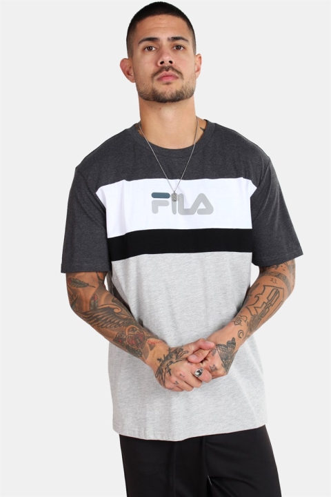 Fila MEN Aaron T-shirt SS Light Grey Dark Grey Mel Bright White