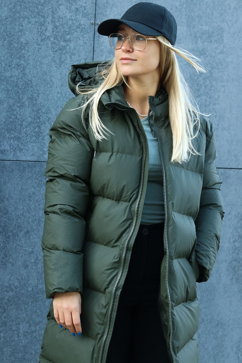 Rains Long Puffer Jacket 03 Green