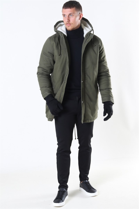 Only & Sons Yanic Teddy Hood Parka Jakke Olive Night