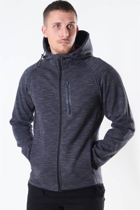 Jack & Jones Sport Sweat Zip Hood Dark Grey Melange