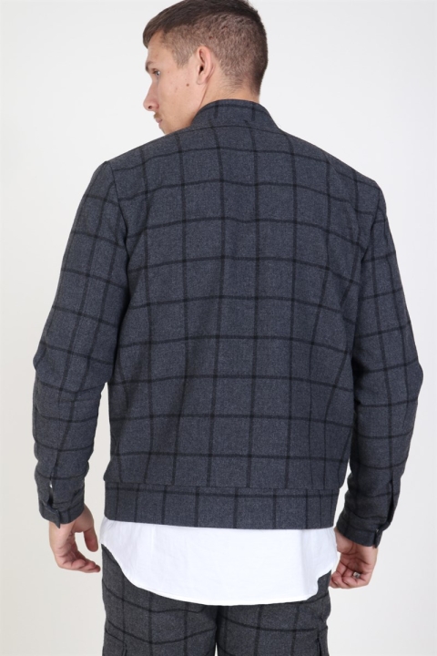 Les Deux Como Wool Check Bomber jacket Charcoal/Black