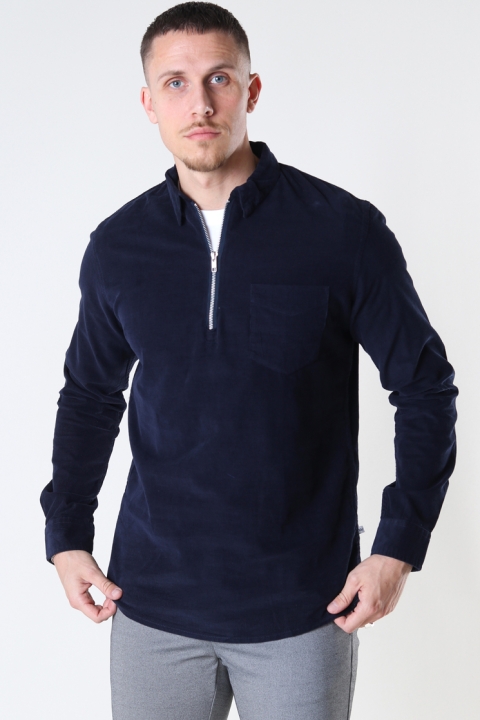 Kronstadt Johan Baby Corduroy half zip shirt Navy