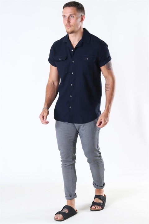 Only & Sons Andrew Waffle Shirt S/S Dark Navy