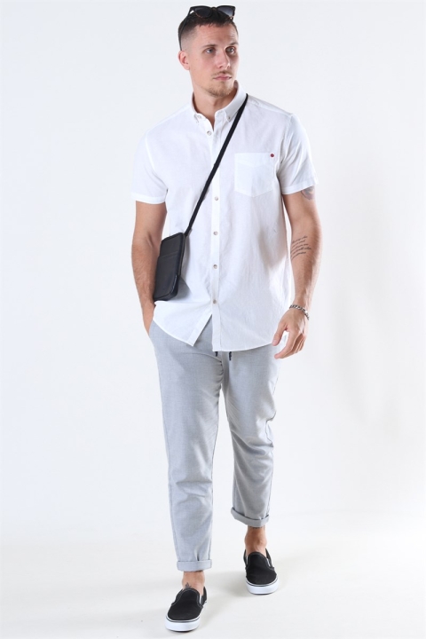 Solid Bill SS BD Lin Shirt White