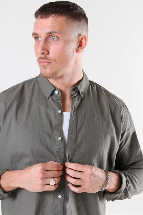 Clean Cut Copenhagen Cotton Linen Shirt Dusty Green