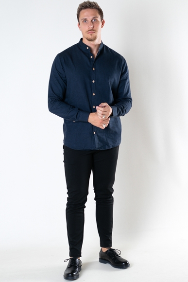 Kronstadt Dean Diego Cotton henley shirt Navy