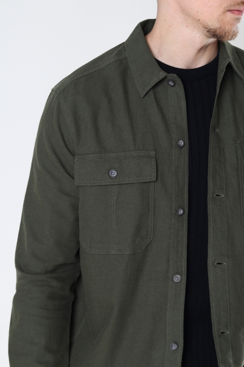 ONLY & SONS ONSKENNET LIFE LS LINEN OVERSHIRT Olive Night