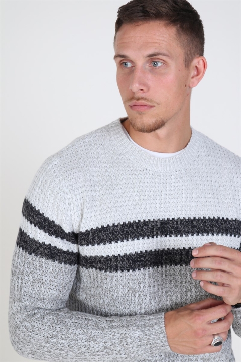 Only & Sons Lazlo Blocked Crew Neck Knit Cloud Dancer