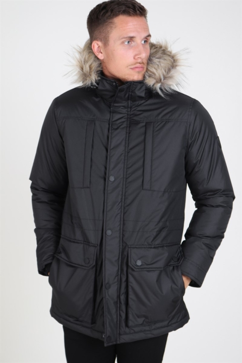 Solid Decker Parka Jacket Black