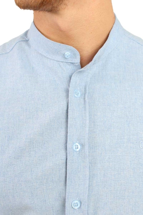 Clean Cut Rooney Flannel Henley Shirt Light Blue