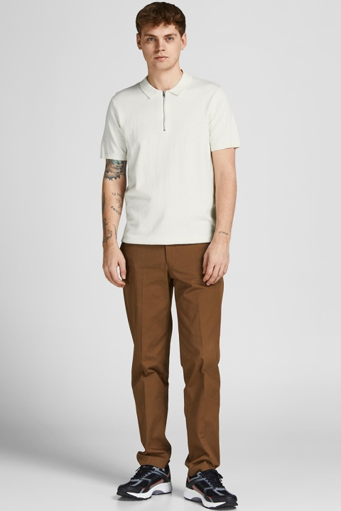 Jack & Jones JJEMIL KNIT ZIP POLO Cloud Dancer