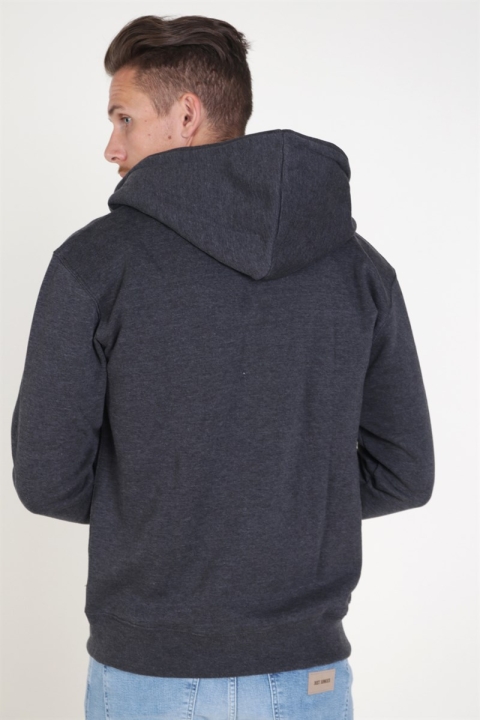 Jack & Jones Soft Sweatshirts Zip Hood Dark Grey Melange