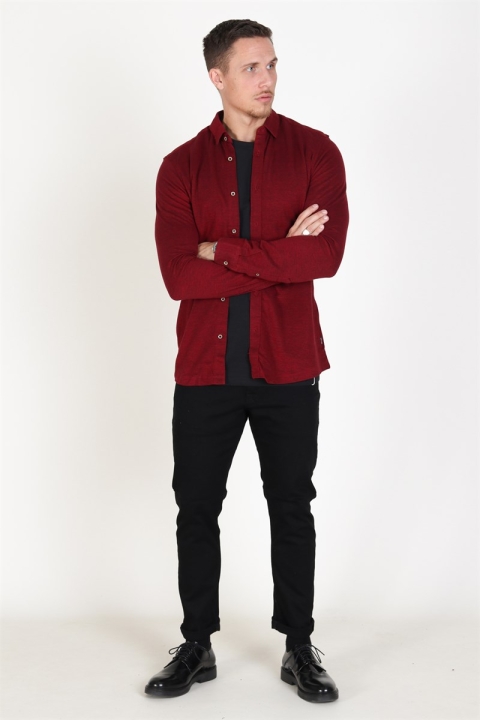 Only & Sons Cuton LS Knitted Melange Shirt Barbados Cherry