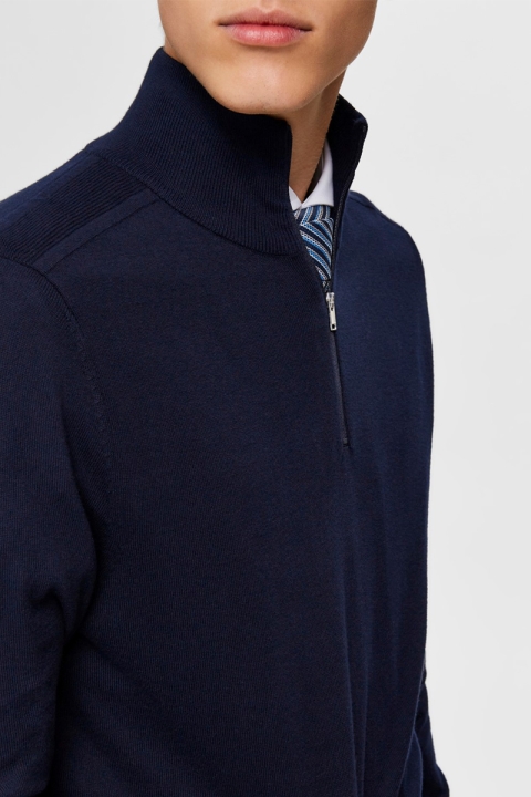 Selected BERG HALF ZIP CARDIGAN Navy Blazer Melange