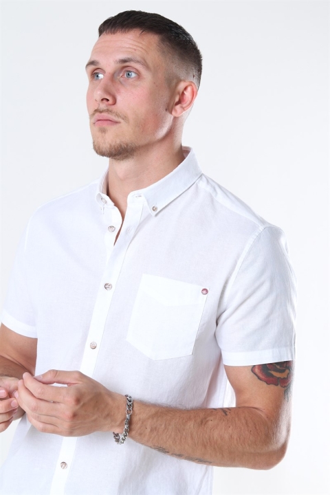 Solid Bill SS BD Lin Shirt White