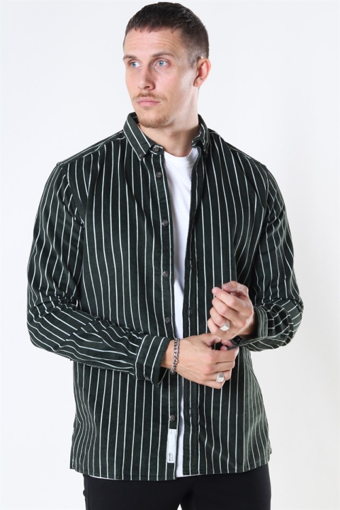 Only & Sons Edward Striped Corduroy Shirt Deep Depths