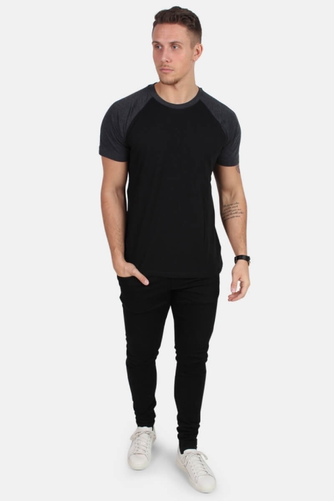 Urban Classics Raglan Contrast Tee Black/Charcoal