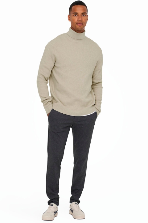 ONLY & SONS PHIL STRUC ROLL NECK KNIT Silver Lining