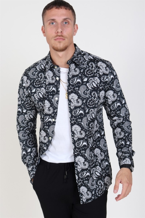 Only & Sons Frederik L/S Paisley Stretch Shirt Black