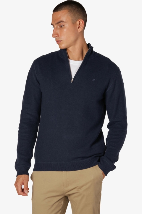 Clean Cut Copenhagen Lauritz Recycled half zip knit Dark Navy