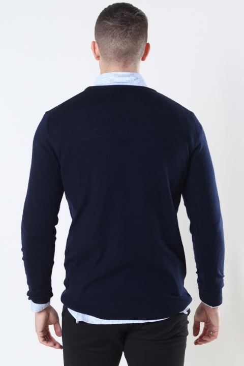 Clean Cut Copenhagen Merino Wool Crew Strik Navy