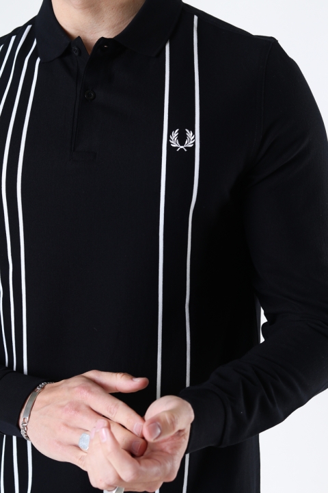 Fred Perry Refined pique striped polo Black