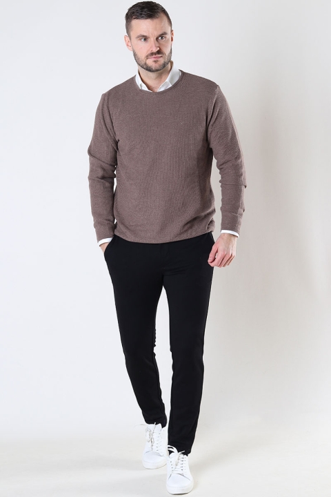 Clean Cut Copenhagen Lauritz Crew Knit Dark Camel Melange